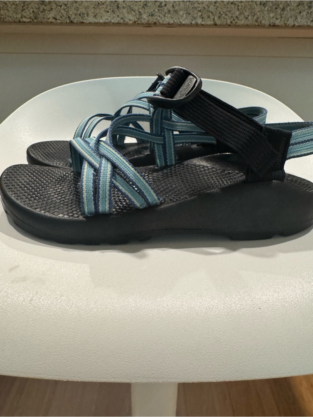 Chaco Women's Strappy Sandal in Light Blue and Black